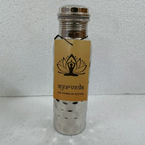 Antique silver finish copper bottle (750ml) for purifying water, promoting health, and enhancing decor.