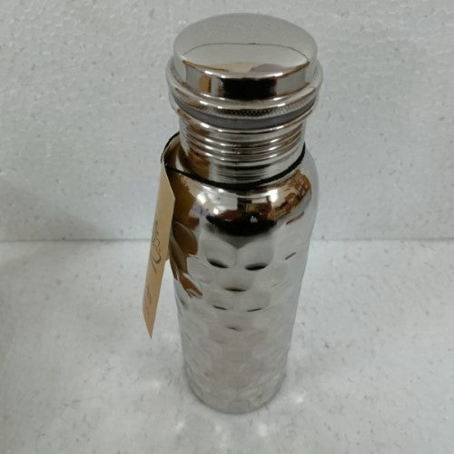 Handcrafted Ayurveda copper bottle with antique silver finish, promoting health and elegance in a 750ml design.