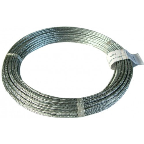 Durable clothesline wire, 28m long and 3.7mm thick, ideal for rotary or fixed systems with rust protection.