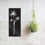 Elegant wall art featuring a vibrant cabbage tree, crafted from lightweight brushed silver ACM for indoor and outdoor display.