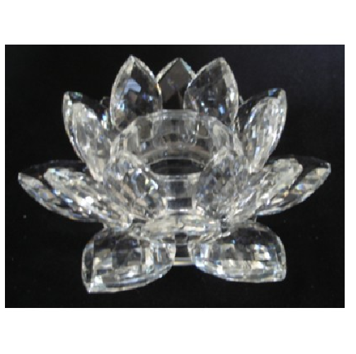 Stunning 7.5cm glass lotus candle holder, perfect for decorating or gifting.