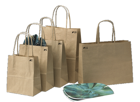 Petite natural paper gift bags with twist handles, 50 units, eco-friendly and stylish for small items and retail packaging.