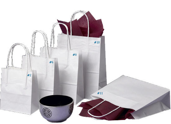 Petite white paper gift bags with twist handles, eco-friendly, 200 x 150 x 80mm, perfect for small gifts and events.