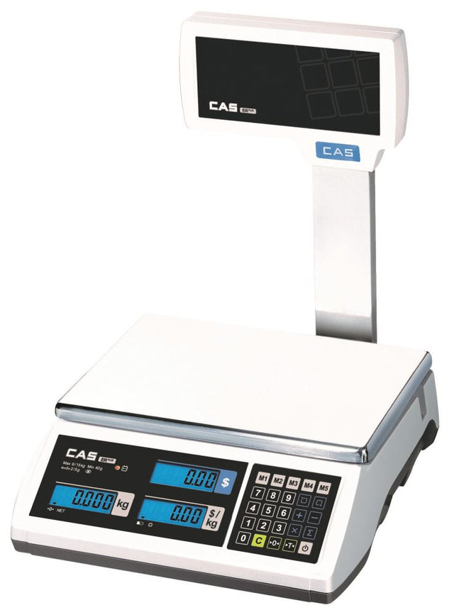 Digital weighing scale CAS ERP-15PB with 15kg capacity, 290mm platform, and user-friendly design for efficient retail use.
