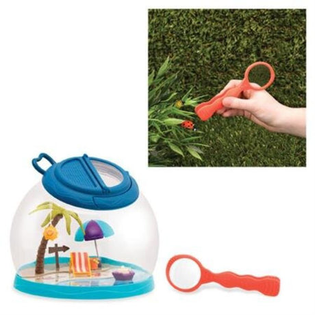 Child-friendly B. Bug Hotel Toy featuring a grabber and magnifying glass for insect exploration and education.