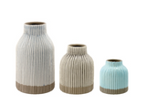 Elegant Nori Grey Ceramic Vase, 28cm tall, featuring a unique ridged design and soothing textured glaze, perfect for decor.