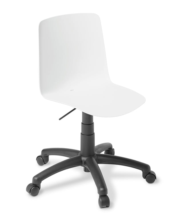 Coco Swivel Meeting Chair in White, featuring a stylish design, comfortable seat, and versatile 5-star swivel base for easy mobility.