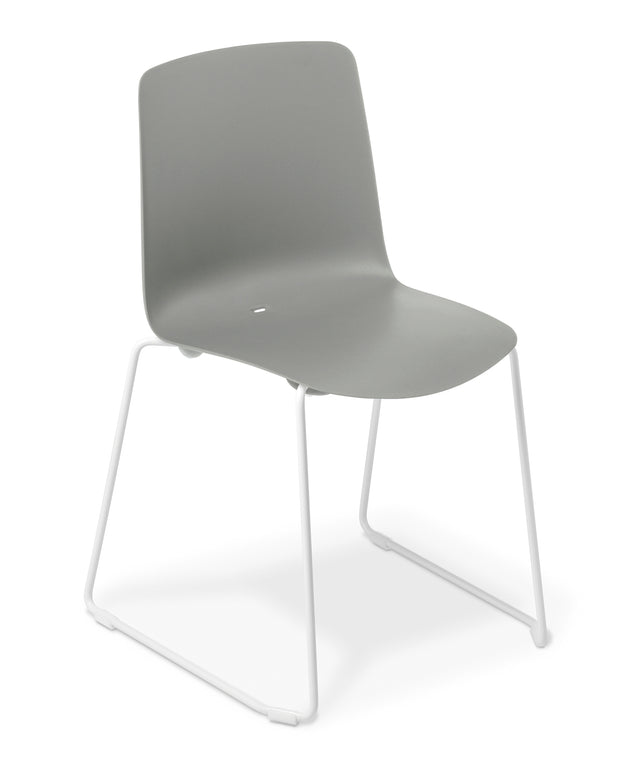 Grey Coco Sled Meeting Chair with modern styling, UV-stabilised seat, and sturdy sled frame for versatile indoor/outdoor use.