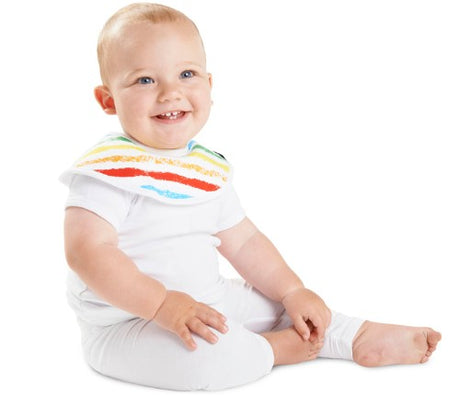 Reversible Bamboo Collar Bib featuring Colourful Stripes and B&W Stars, offering 360-degree coverage and waterproof protection.