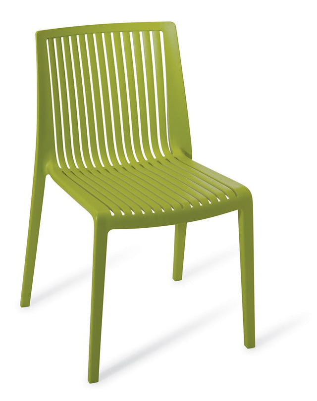 Stackable Outdoors Chair in green, featuring a sturdy design, UV resistance, and space-saving stackability for outdoor comfort.