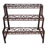 Elegant cast iron etagere with three shelves, vintage design, and dimensions 77 x 49 x 66cm, ideal for home decor display.