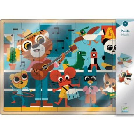 Colorful Puzzlo Music puzzle by Djeco, designed for toddlers to explore music while enhancing fine motor skills and creativity.