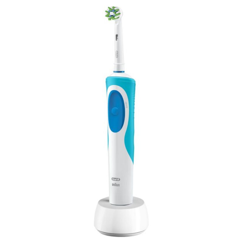 Electric toothbrush with angled bristles, 2-minute timer, rechargeable battery, and eco-friendly packaging for effective plaque removal.