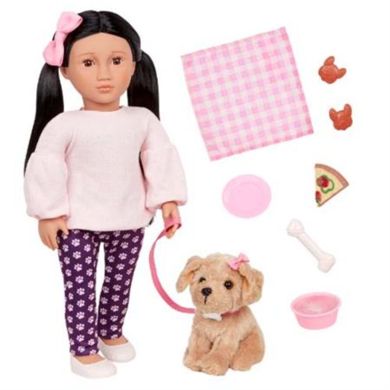 Our Generation Doll w/ Pet DOur Generation - Jin & Charm (18")