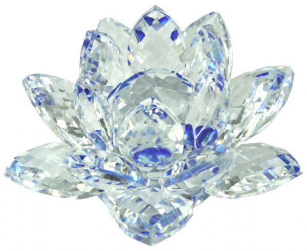 40mm blue crystal waterlily decorative piece, featuring intricate design, perfect for home decor and elegant accents.