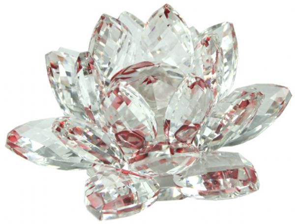 50mm red crystal waterlily ornament, reflecting light and elegance, perfect for home decor or as a thoughtful gift.