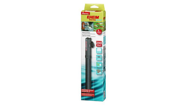 Aquarium heater thermometer combo: Eheim Thermopreset 200, compact, user-friendly, with dry-running protection and high accuracy.