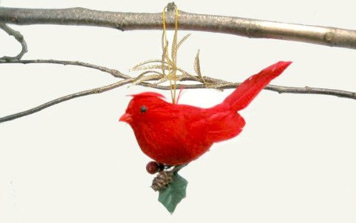 Chicadee ornament featuring vibrant holly and berries, ideal for festive decor and nature lovers.