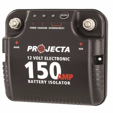 Projecta Isolator 150A for dual battery systems, enables safe power management for accessories with easy installation.