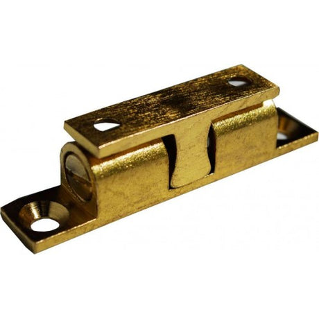 Brass double ball cupboard catch, 60mm, offering secure closure and stylish elegance for cabinets.