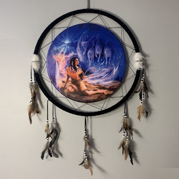 Dreamcatcher Indian with Wolves 62cm Round
