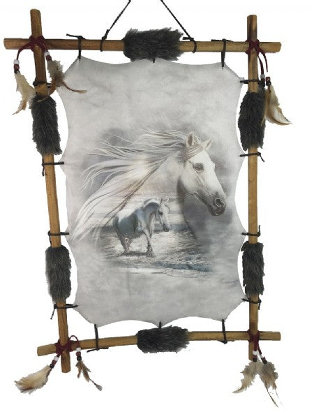 Dream Catcher featuring a white horse design, 56x41 cm, ideal for enhancing home decor with spirituality and elegance.