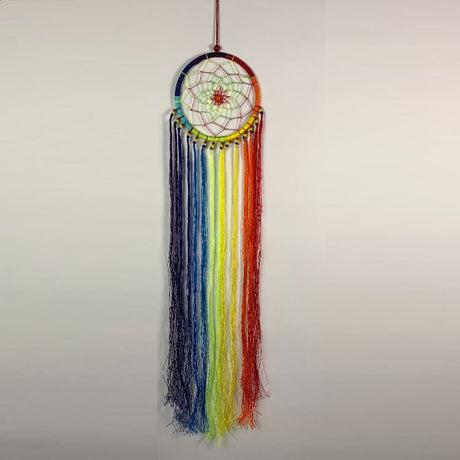 Vibrant 12cm dreamcatcher with tassels, symbolizing protection and positive energy, perfect for enhancing any living space.