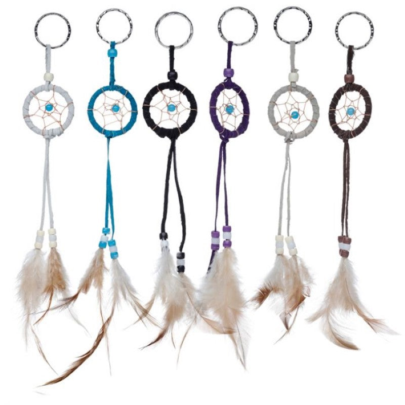 Keyring - Mini Feather Dreamcatcher with Beads (Set of 48 Asstd)