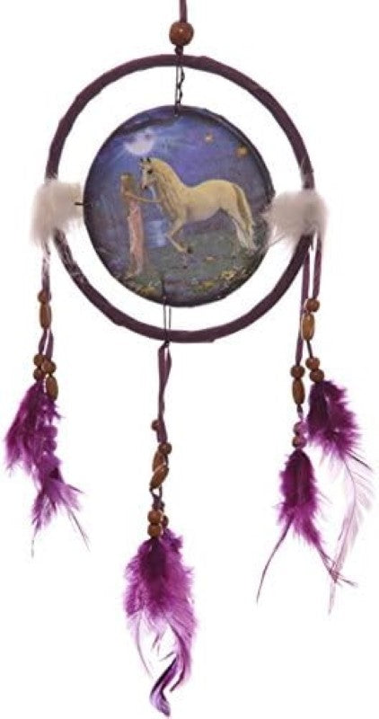 Set of 4 unicorn-themed dreamcatchers by Lisa Parker, featuring enchanting designs for whimsical decor and dream filtration.