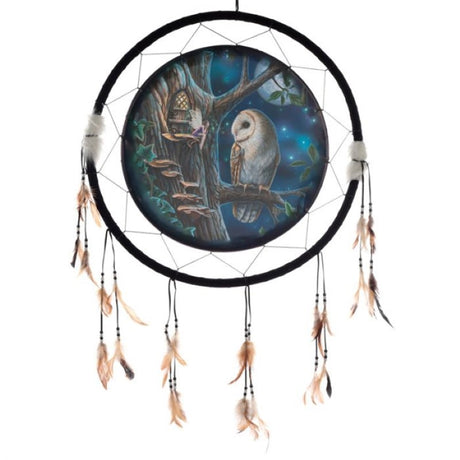 Enchanting dreamcatcher print by Lisa Parker featuring an owl and fairy, measuring 60cm, perfect for whimsical decor.