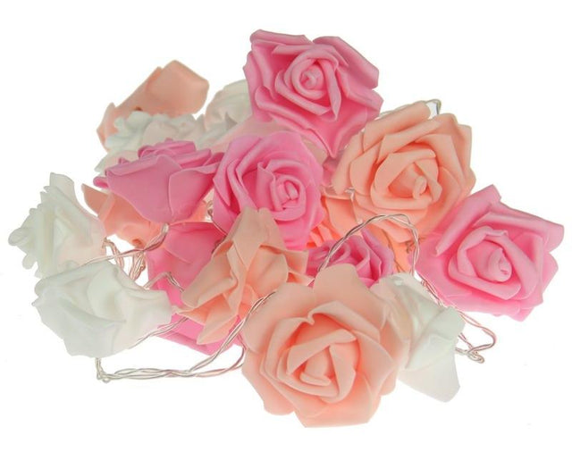 Peach, pink, and ivory fairy lights with 20 rose foam lights on a 3m strand, ideal for creating a cozy ambiance.