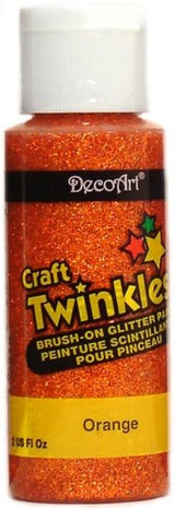 Brightly colored 59ml Decoart Craft Twinkles Glitter Paint with large flake glitter, perfect for adding sparkle to crafts and decor.