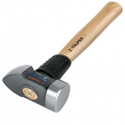 Truper Demolition Hammer with 30cm hickory handle and 4lb high carbon steel head for heavy-duty demolition tasks.