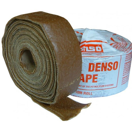 Premium Denso Tape, 50mm, offers corrosion protection and sealing for metal surfaces above and below ground, waterproof up to 55°C.