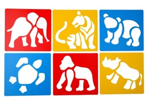 Colorful washable stencils of endangered animals, perfect for creative projects and promoting wildlife conservation.