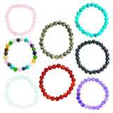 Assorted gemstone bracelets showcasing 8 unique crystals, perfect for stylish stacking or individual wear.