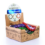 Colorful set of 25 gemstone bracelets featuring healing crystals for style and energy enhancement.