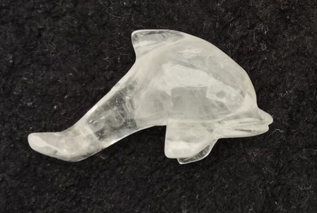 Dolphin-shaped Clear Quartz gemstone, approximately 5cm, embodies healing energy and enhances clarity and harmony.