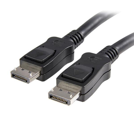 5m DisplayPort 1.2 cable with latches, supports 4K resolution at 60Hz, ideal for gaming and multi-monitor setups.