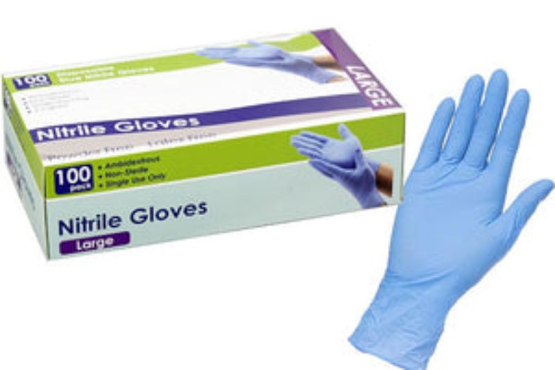 Large disposable nitrile gloves, 100-pack; ideal for healthcare, food service, and industrial use, latex-free for comfort.