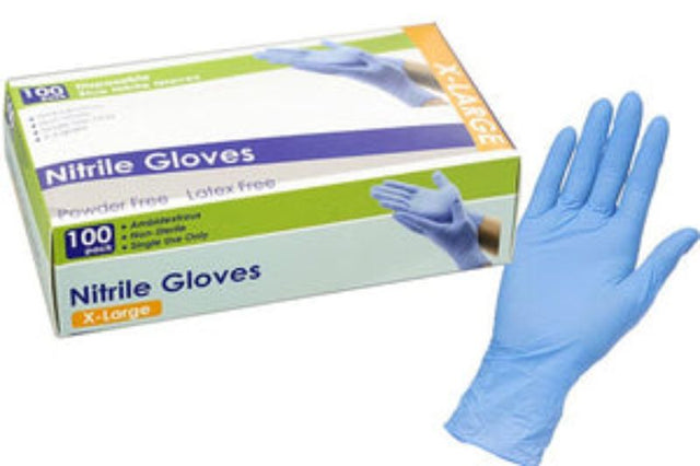 Extra large disposable nitrile gloves, 100-pack, ideal for medical, food handling, and cleaning tasks with puncture resistance.