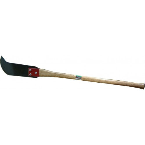 Heavy-duty slasher with 16" dual-edged blade, ergonomic 1000mm wooden handle, perfect for bush clearing and outdoor tasks.