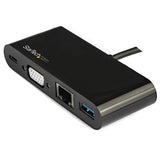 USB-C VGA Multiport Adapter with Power Delivery, USB 3.0, and Gigabit Ethernet for seamless connectivity and presentations.