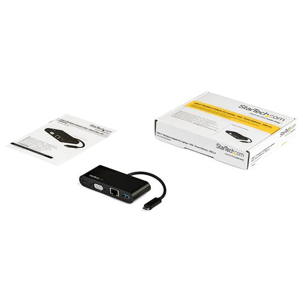 USB-C VGA Multiport Adapter enabling video output, fast data transfer, and reliable network access for seamless connectivity.