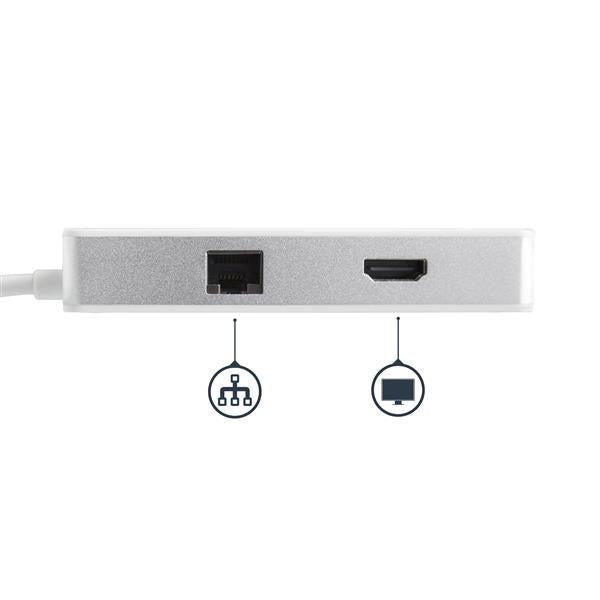 USB C Multiport Adapter features 4K HDMI, SD card reader, USB 3.0, Ethernet port, and 100W Power Delivery for ultimate connectivity.