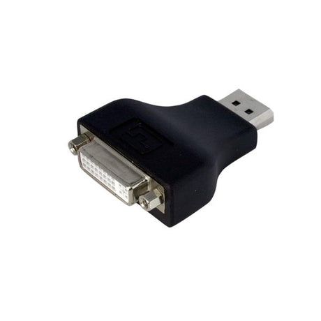 DisplayPort to DVI adapter connecting DVI-D monitors to DisplayPort sources, supporting resolutions up to 1920x1200.