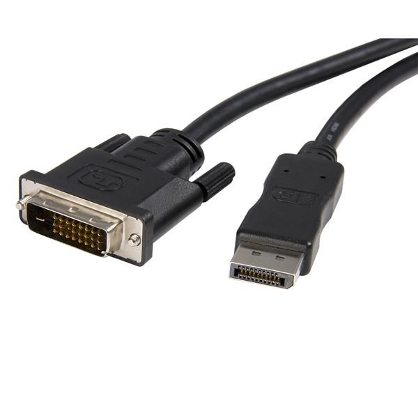 10 ft DisplayPort to DVI adapter cable, connects DVI displays to DisplayPort sources for high-quality video up to 1080p.