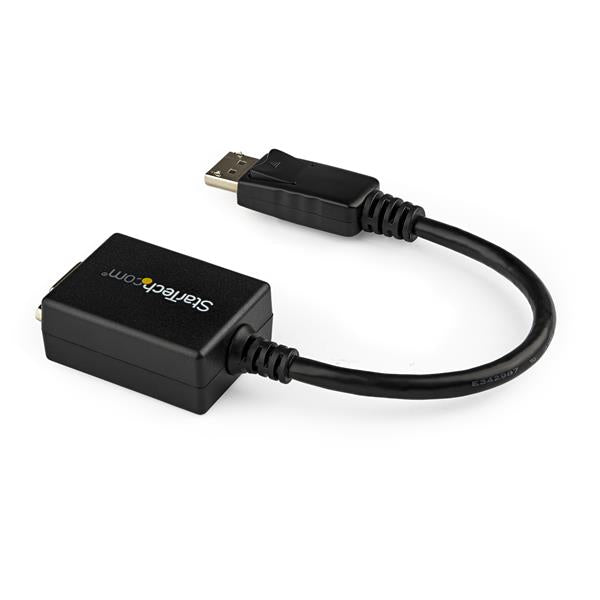 DisplayPort to VGA Video Adapter Converter for connecting modern laptops to VGA displays, supporting resolutions up to 1920x1200.