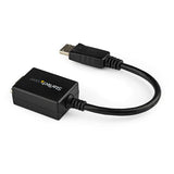 DisplayPort to VGA Video Adapter Converter for connecting modern laptops to VGA displays, supporting resolutions up to 1920x1200.