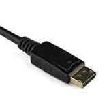 DisplayPort to VGA adapter connecting modern laptops to legacy displays, portable design, supports 1920x1200 resolution.